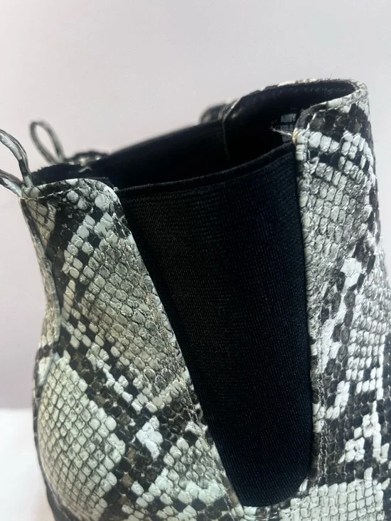 JustFab Snake-Print Chelsea Booties - Black & White - Picture 6 of 12